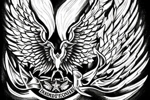 Left Forearm tattoo with wings and a crest that signifies USA, Scotland and Ireland tattoo idea
