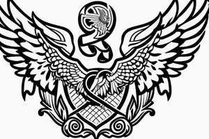 Left Forearm tattoo with wings and a crest that signifies USA, Scotland and Ireland tattoo idea