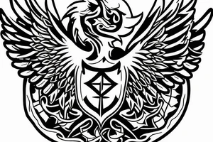Left Forearm tattoo with wings and a crest that signifies USA, Scotland and Ireland tattoo idea