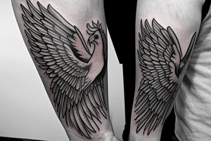 Left Forearm tattoo with wings and a crest tattoo idea