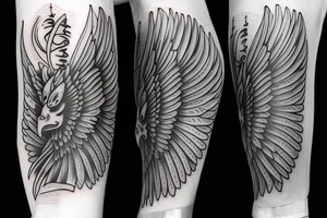 Left Forearm tattoo with wings and a crest tattoo idea