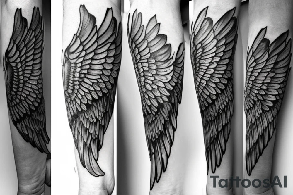 Left Forearm tattoo with wings and a crest tattoo idea