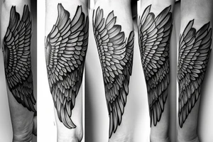 Left Forearm tattoo with wings and a crest tattoo idea