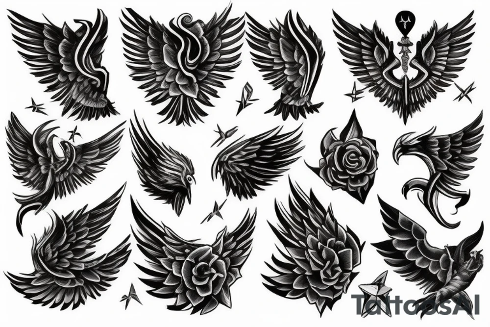 Left Forearm tattoo with wings and a crest tattoo idea