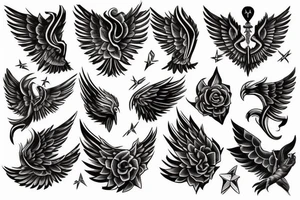Left Forearm tattoo with wings and a crest tattoo idea