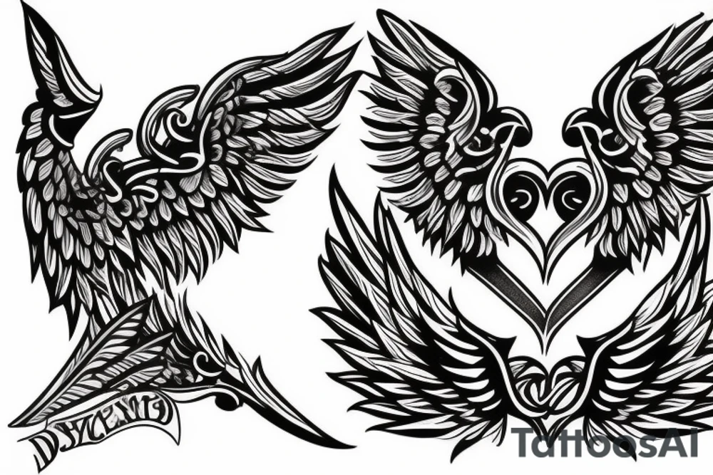 Left Forearm tattoo with wings and a crest tattoo idea
