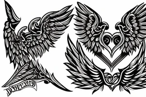 Left Forearm tattoo with wings and a crest tattoo idea