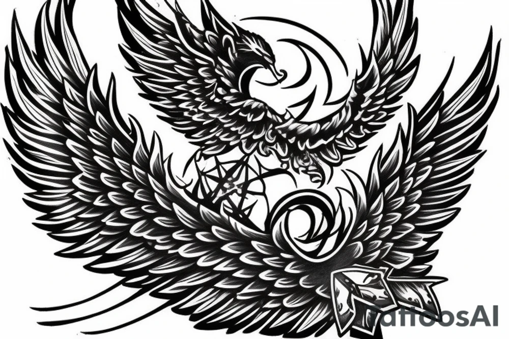 Left Forearm tattoo with wings and a crest tattoo idea