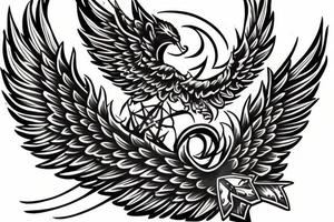 Left Forearm tattoo with wings and a crest tattoo idea