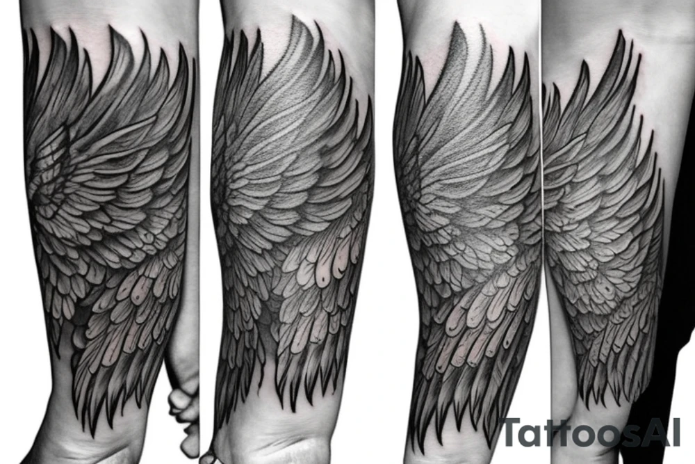 Left Forearm tattoo with wings and a crest tattoo idea