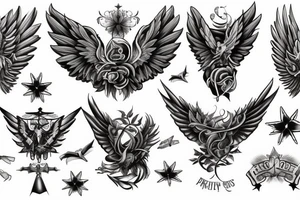 Forearm tattoo with wings and a crest tattoo idea
