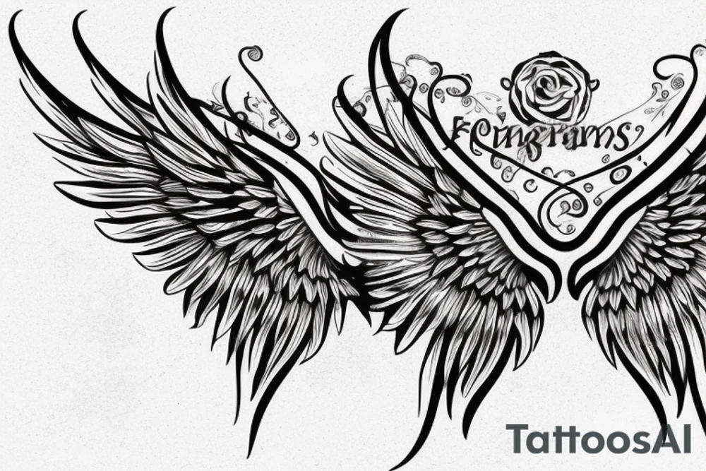 Forearm tattoo with wings and a center crest tattoo idea