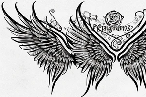 Forearm tattoo with wings and a center crest tattoo idea