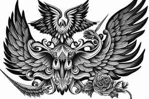 Forearm tattoo with spreader wings and a center crest tattoo idea