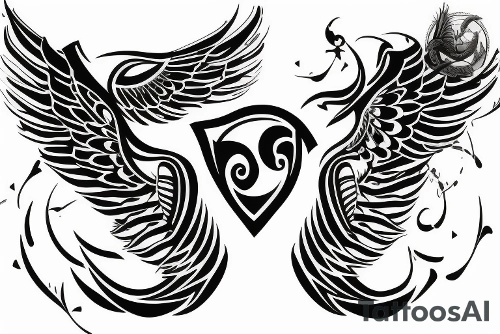 Forearm tattoo with spreader wings and a center crest tattoo idea