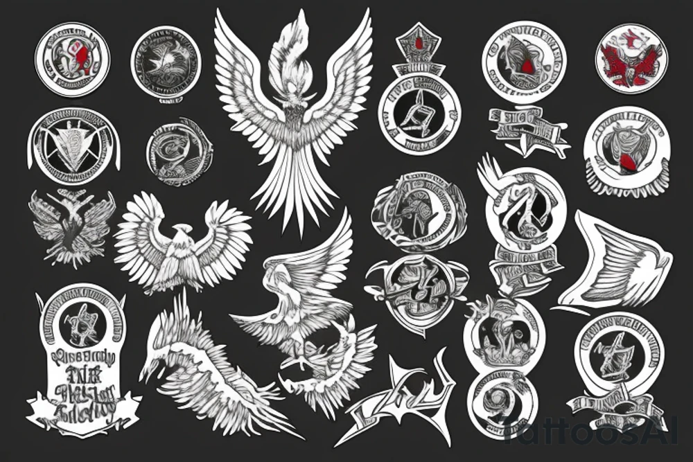 Spread eagle wings with center crest depicting the US Scottish and Irish flags tattoo idea