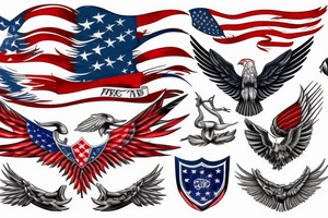 Spread eagle wings with center crest depicting the US flag tattoo idea