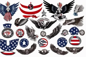 Spread eagle wings with center crest depicting the US flag tattoo idea