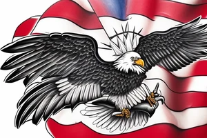 bald eagle wings with center crest depicting the US flag tattoo idea