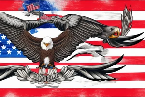 bald eagle wings with center crest depicting the US flag tattoo idea