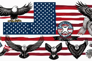 bald eagle wings with center crest depicting the US flag tattoo idea