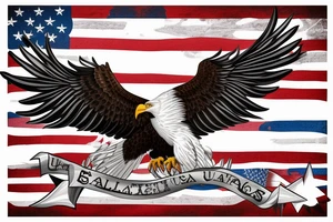 bald eagle wings with center crest depicting the US flag tattoo idea