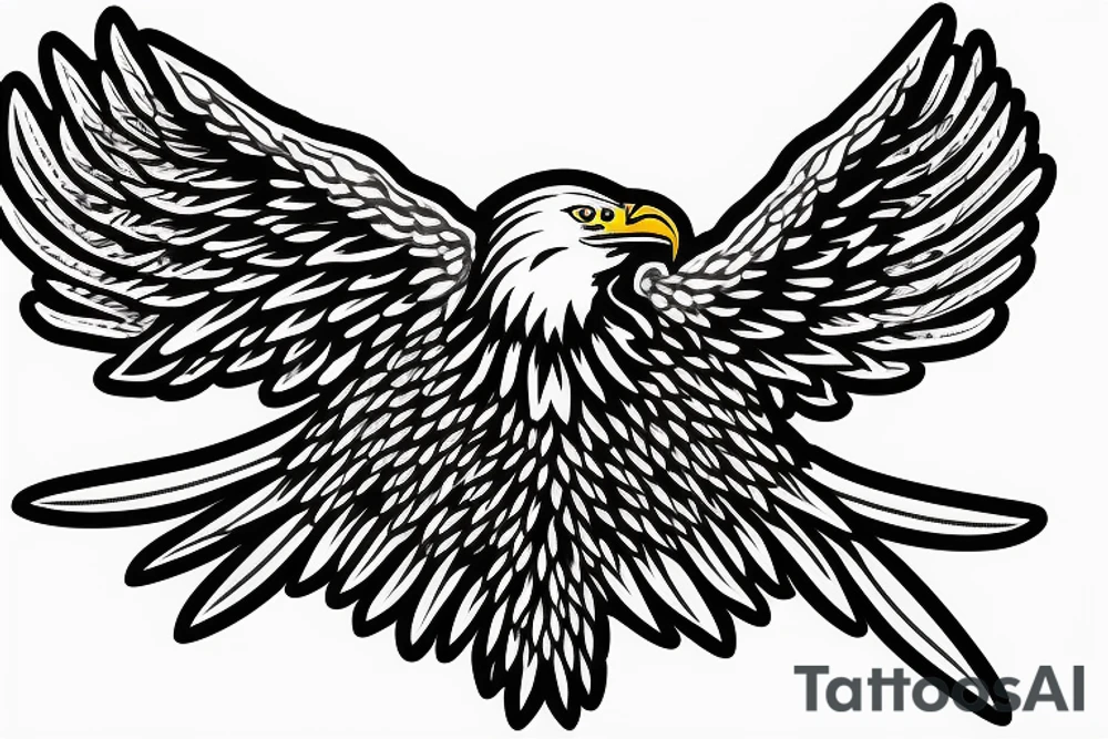 bald eagle wings with center crest depicting the US flag tattoo idea