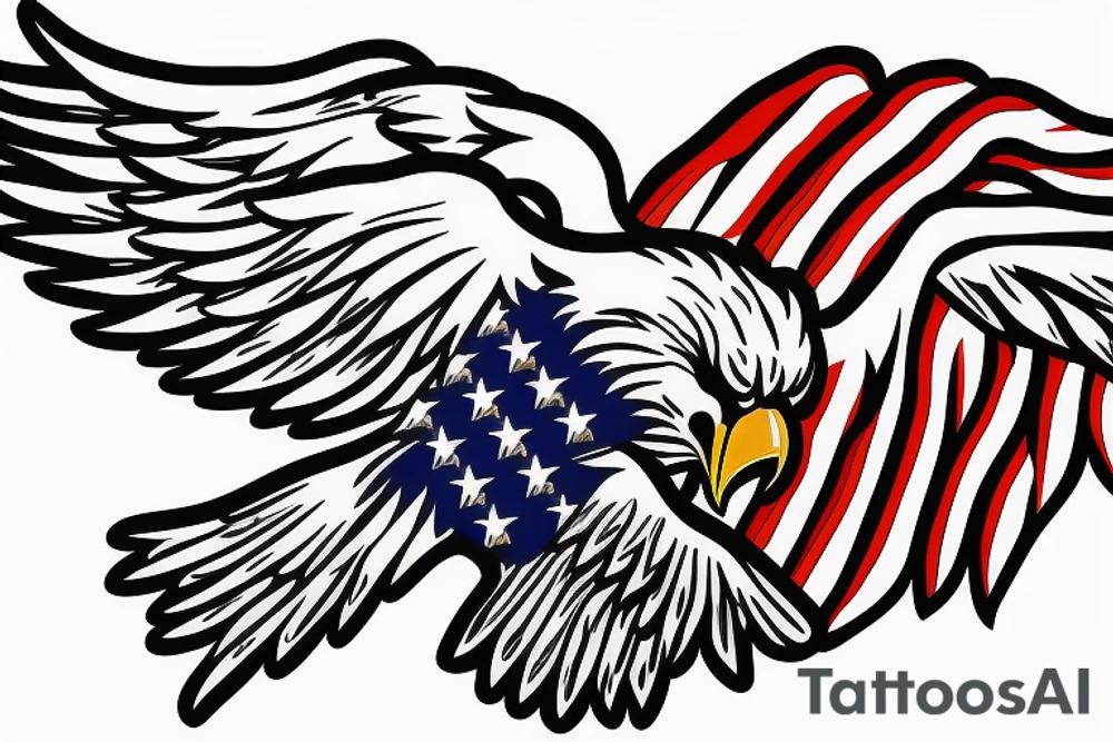 bald eagle wings with center crest depicting the US flag tattoo idea