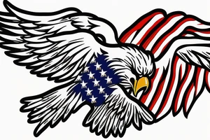 bald eagle wings with center crest depicting the US flag tattoo idea
