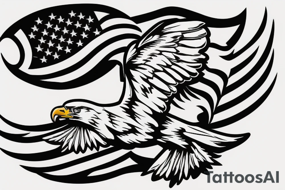 bald eagle wings with center crest depicting the US flag tattoo idea
