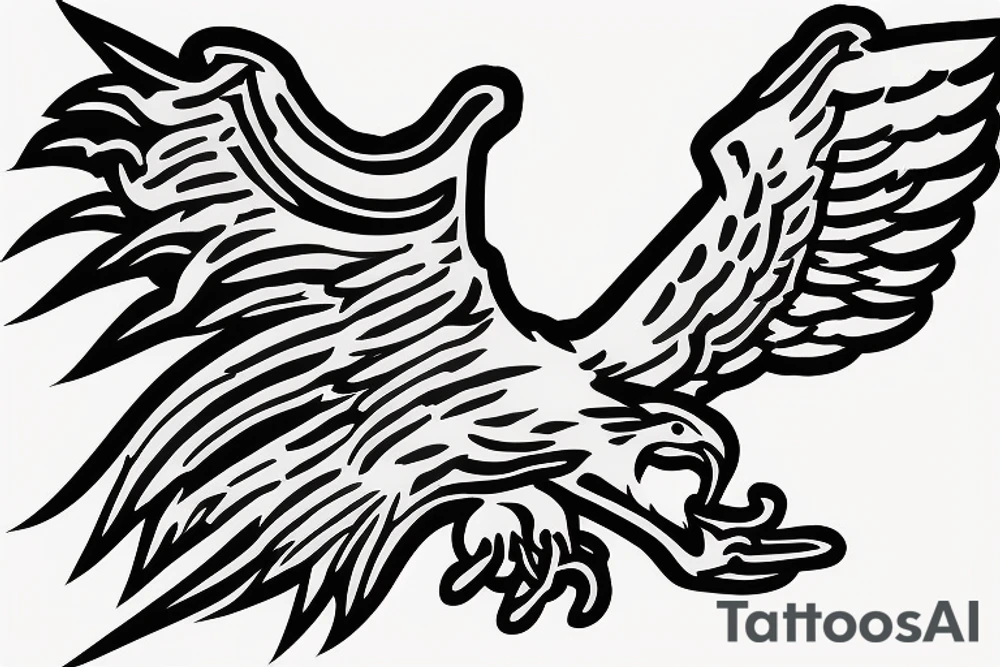 bald eagle wings with center crest depicting the US flag tattoo idea