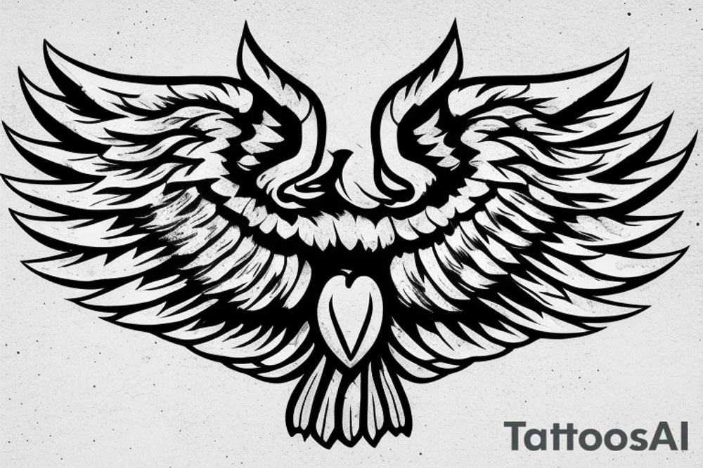 bald eagle wings with center crest depicting the US flag tattoo idea