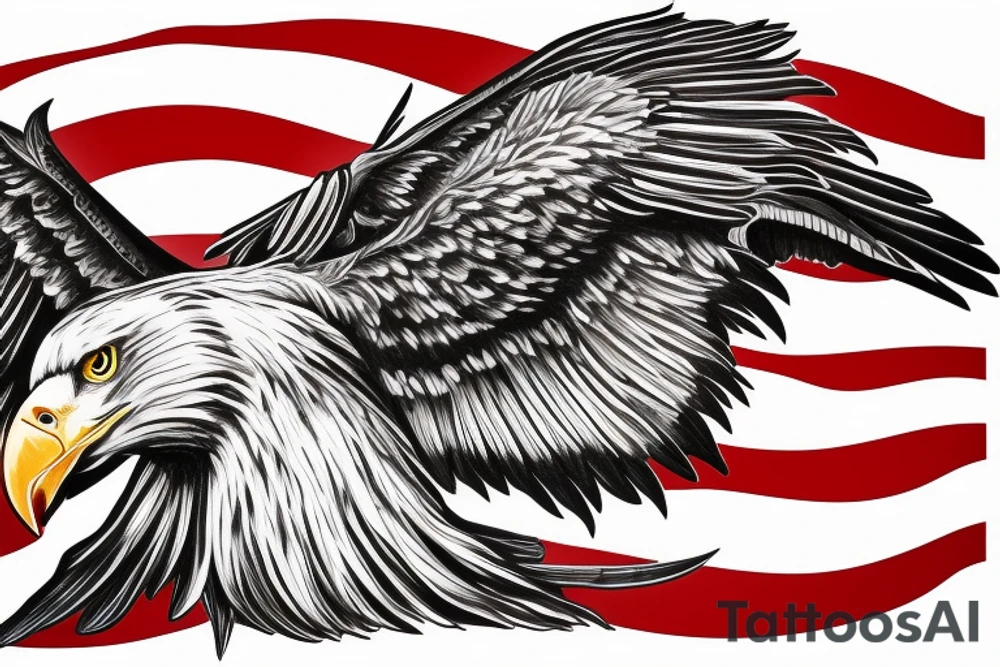 bald eagle wings with center crest depicting the US flag tattoo idea