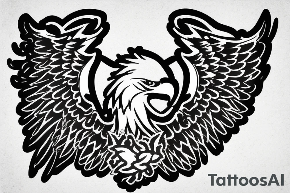 bald eagle wings with center crest depicting the US flag tattoo idea