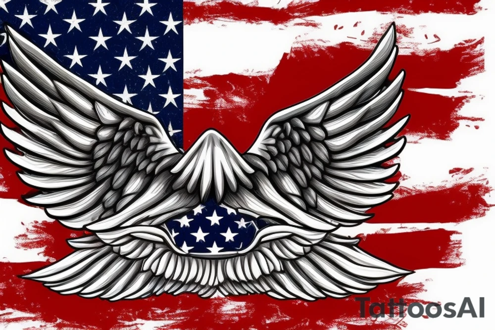 bald eagle wings with center crest depicting the US flag tattoo idea