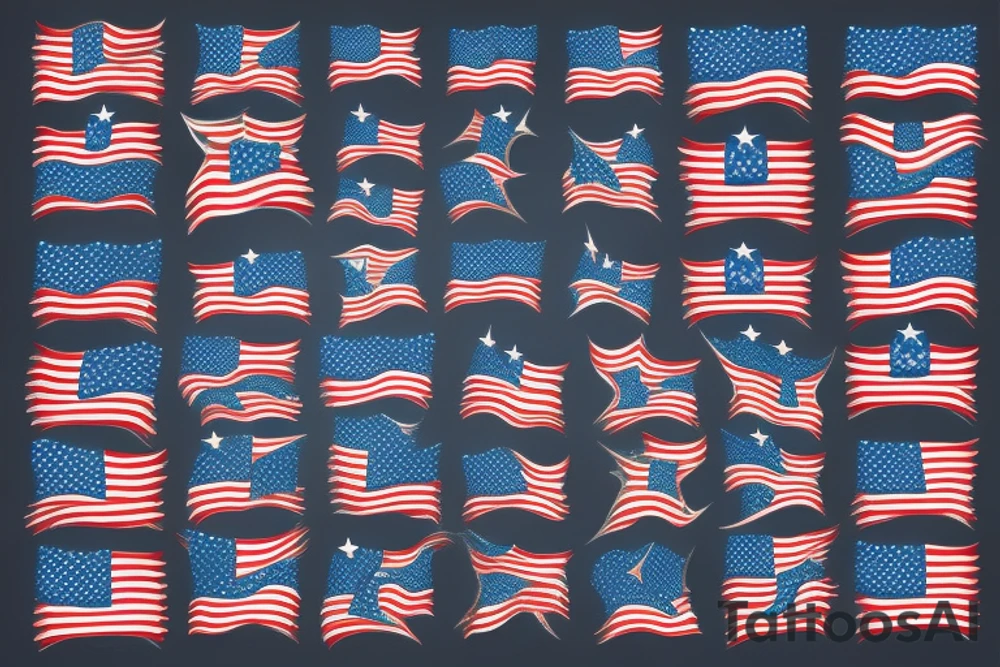 bald eagle wings with center crest depicting the US flag tattoo idea