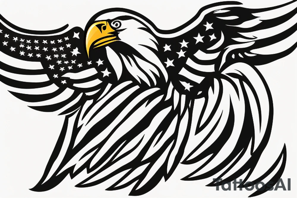 bald eagle wings with center crest depicting the US flag tattoo idea