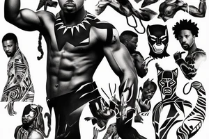 Michael B Jordan wearing a black panther costume tattoo idea