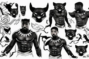 Michael B Jordan wearing a black panther costume tattoo idea