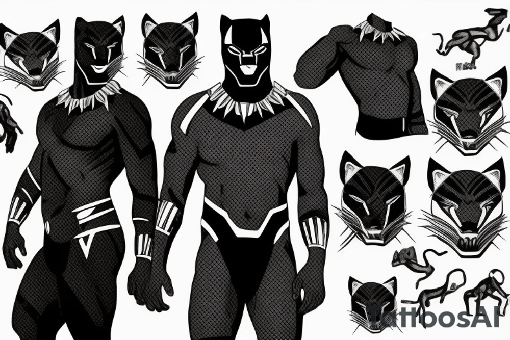 Michael B Jordan wearing a black panther costume tattoo idea