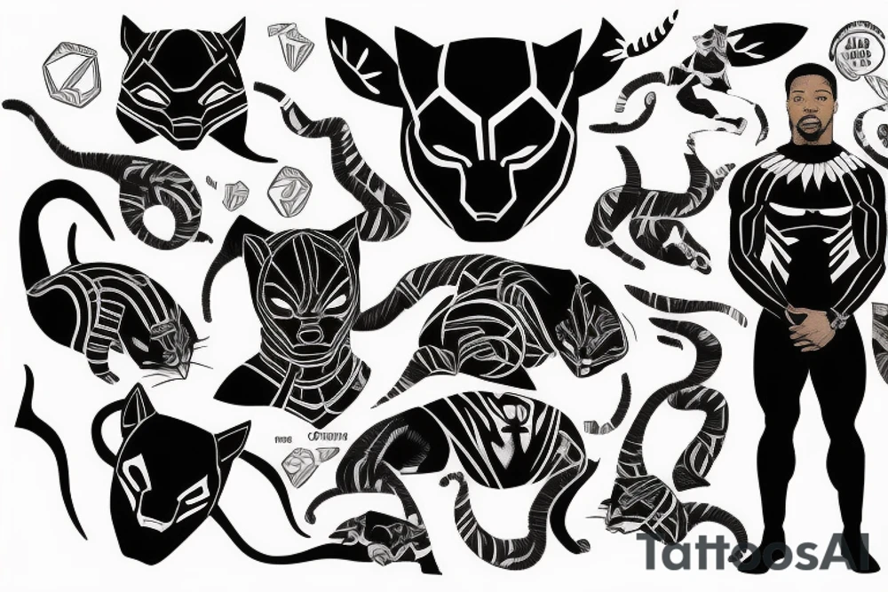 Michael B Jordan wearing a black panther costume tattoo idea