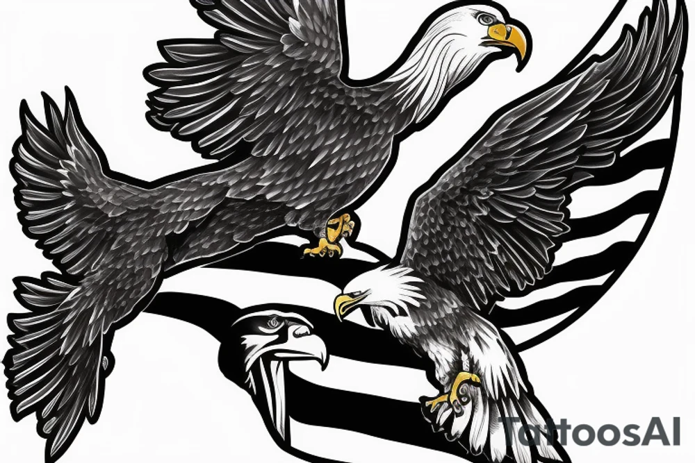 bald eagle wings with center crest the US flag tattoo idea