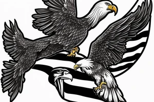 bald eagle wings with center crest the US flag tattoo idea