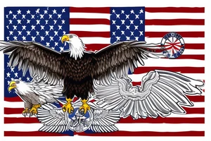 bald eagle wings with center crest the US flag tattoo idea