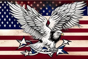 bald eagle wings with center crest the US flag tattoo idea
