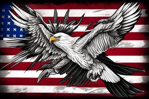 bald eagle wings with center crest the US flag tattoo idea