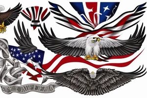 bald eagle wings with center crest the US flag tattoo idea