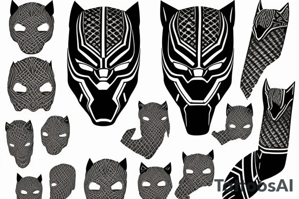 Black panther costume with African imprints tattoo idea
