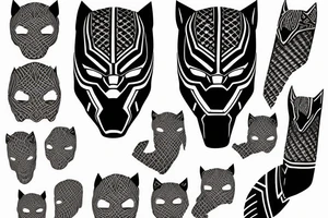 Black panther costume with African imprints tattoo idea