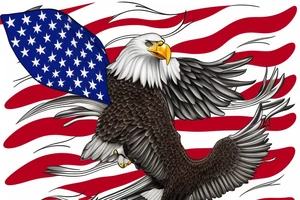 bald eagle wings with center crest the US flag tattoo idea